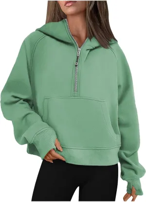 Womens Oversized High Neck Sweatshirt Zip Up Casual Long Sleeve Pullover Shirts Fall Winter Clothes Preppy Clothes